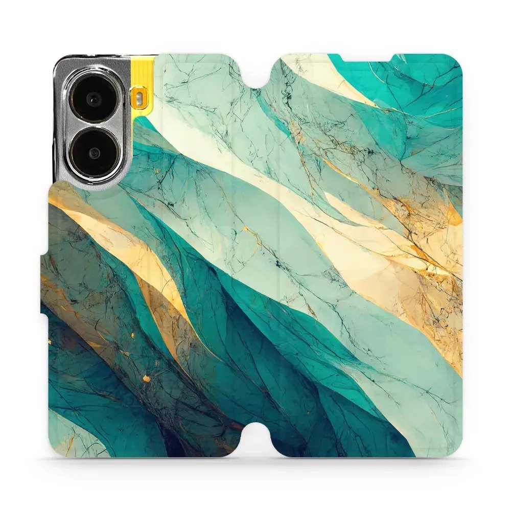 Flipové pouzdro Mobiwear - Xiaomi Poco X7 Pro - VP37S Zlatavý a zelenkavý mramor