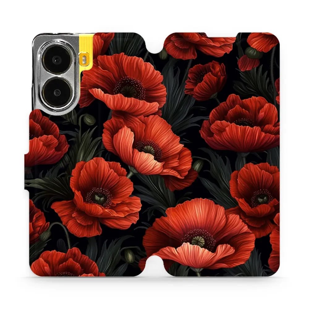 Flipové pouzdro Mobiwear - Xiaomi Poco X7 Pro - VP45S Temné červené květy