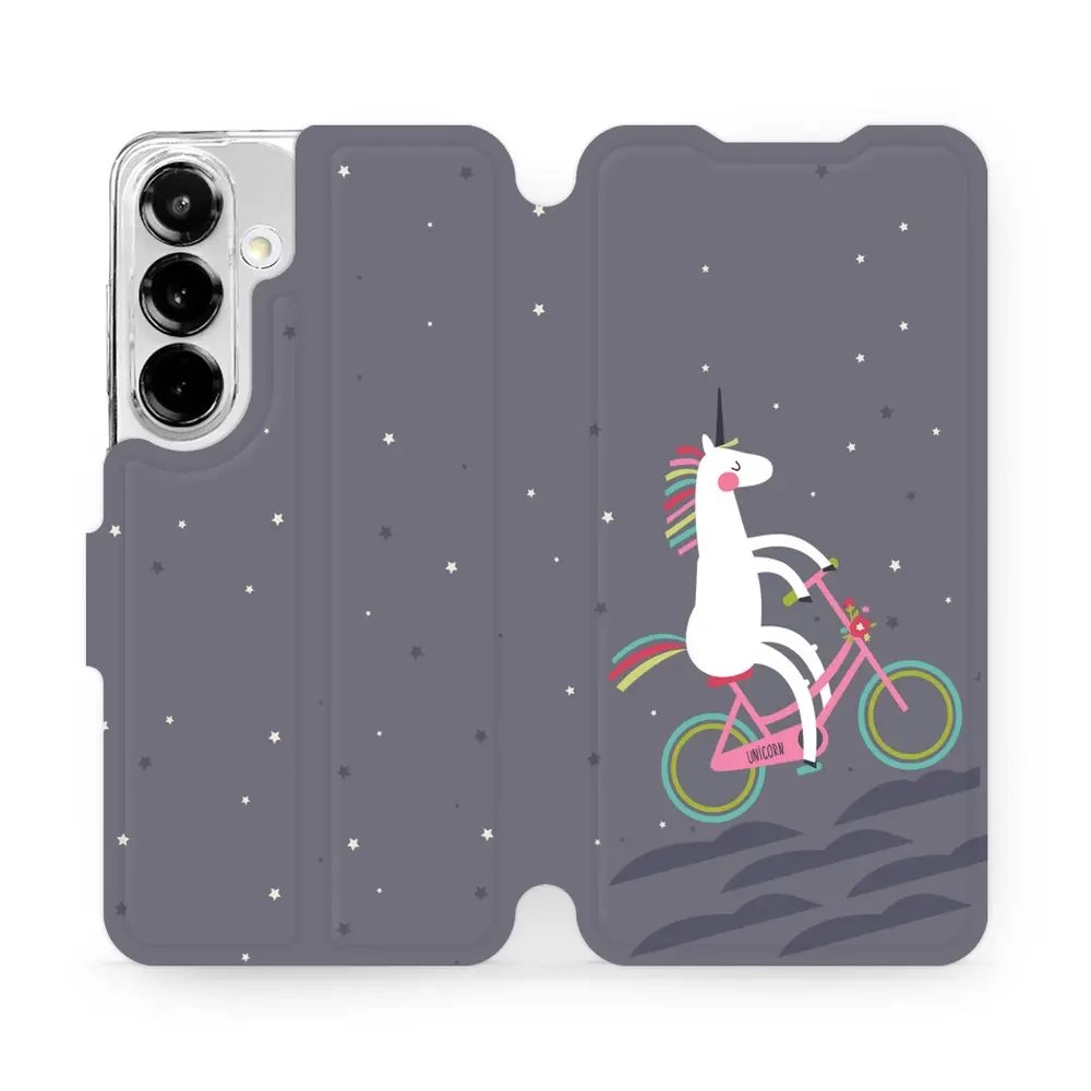 Flipové pouzdro Mobiwear - Samsung Galaxy S25 - V024P Jednorožec na kole