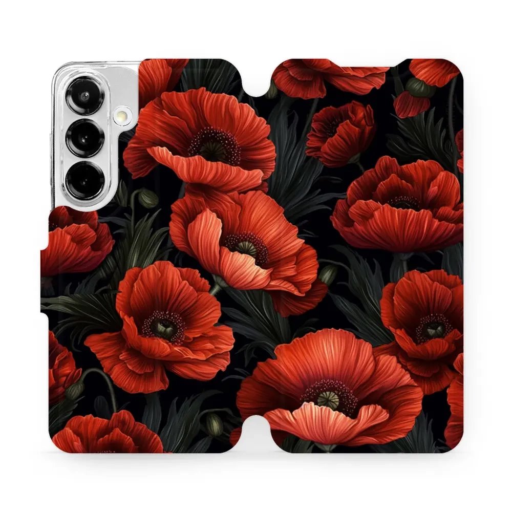 Flipové pouzdro Mobiwear - Samsung Galaxy S25 - VP45S Temné červené květy