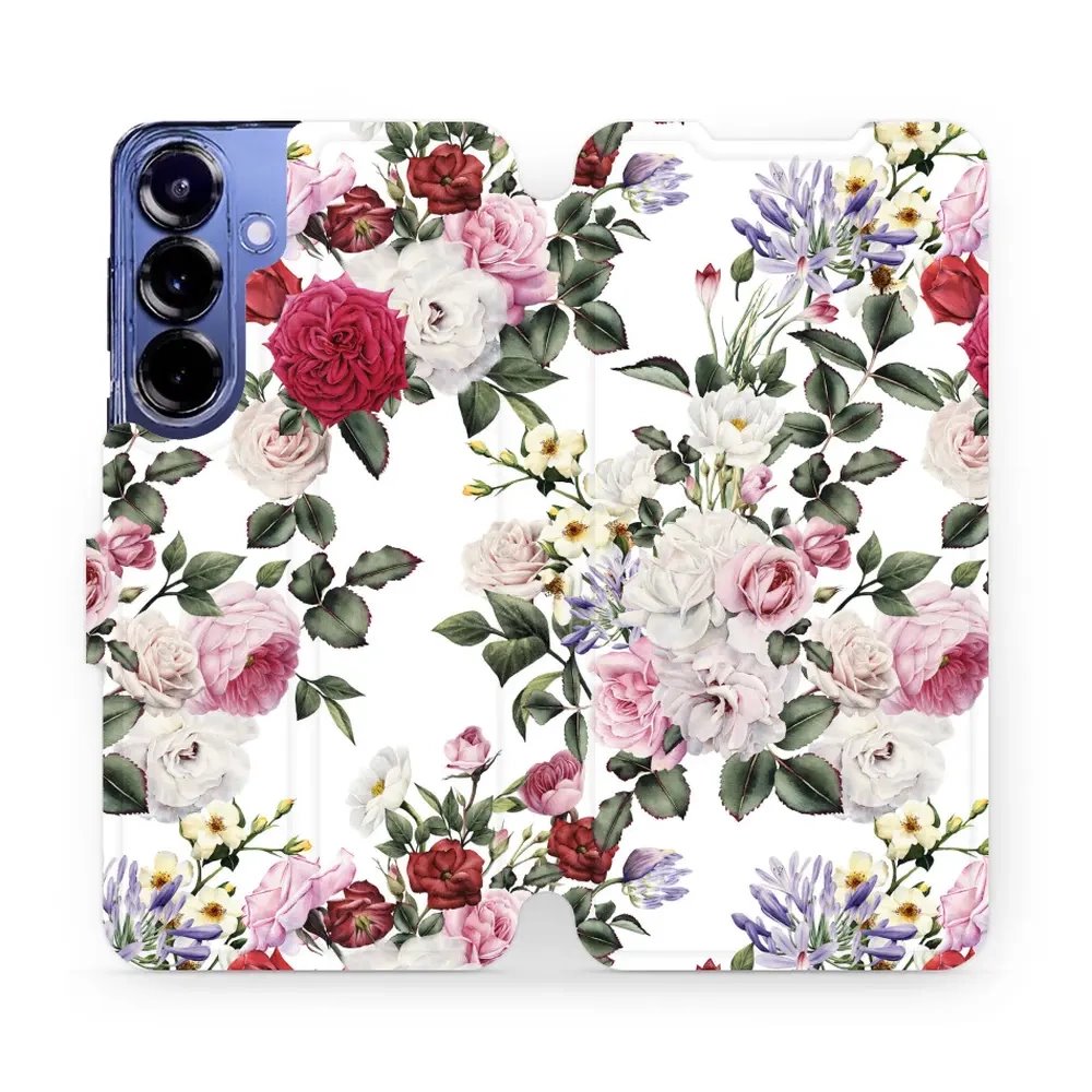 Flipové pouzdro Mobiwear - Samsung Galaxy S25 Plus - MD01S Růže na bílé