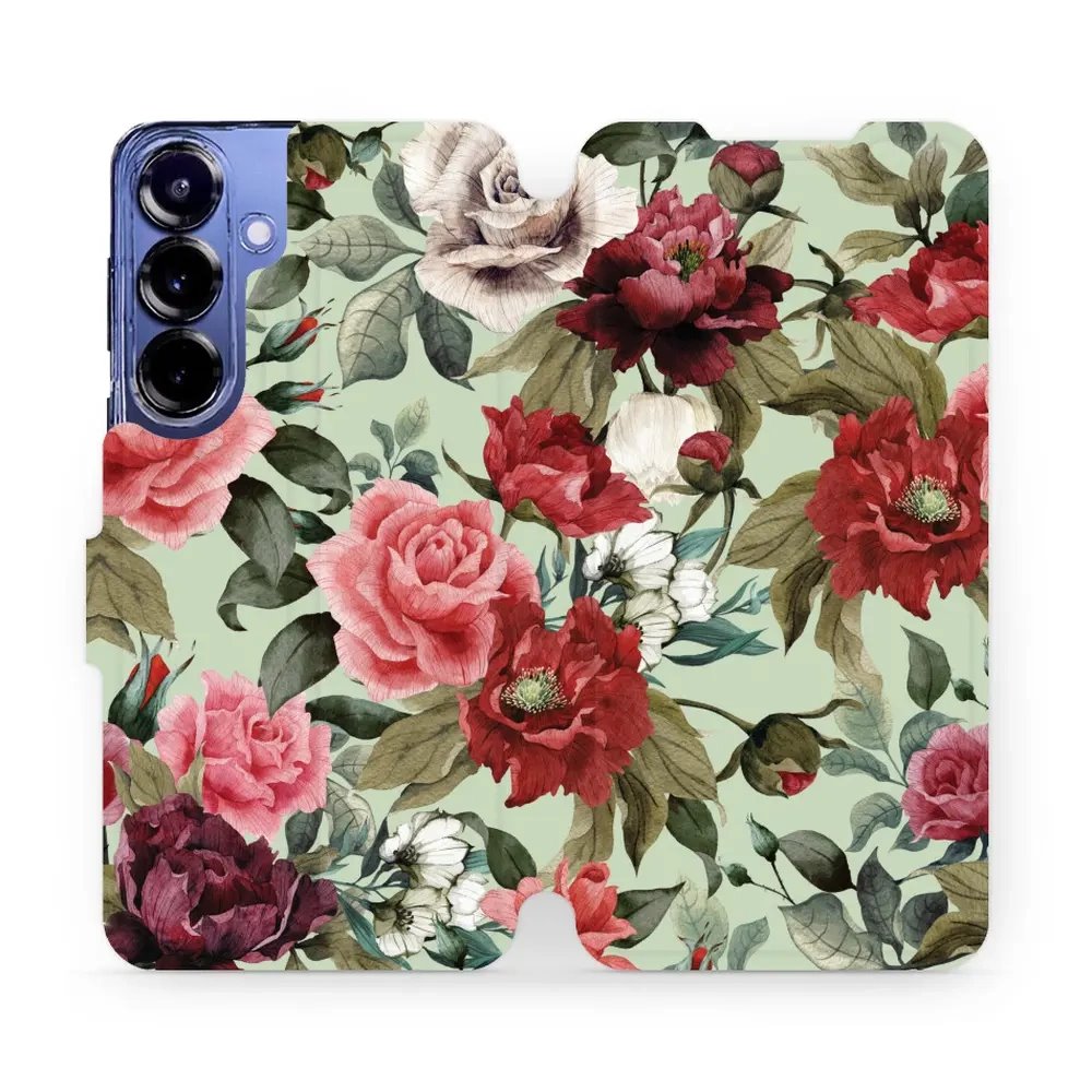 Flipové pouzdro Mobiwear - Samsung Galaxy S25 Plus - MD06P Růže a květy na světle zelené