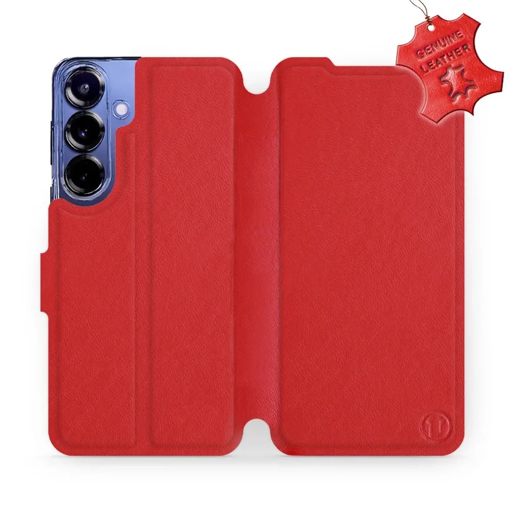 Kožené flip pouzdro Mobiwear - Samsung Galaxy S25 Plus - Červené