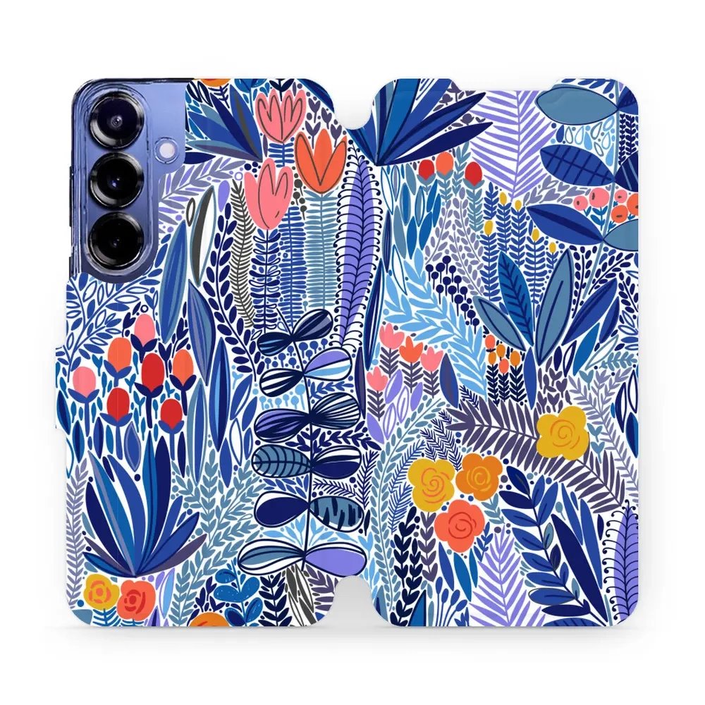 Flipové pouzdro Mobiwear - Samsung Galaxy S25 Plus - MP03P Modrá květena