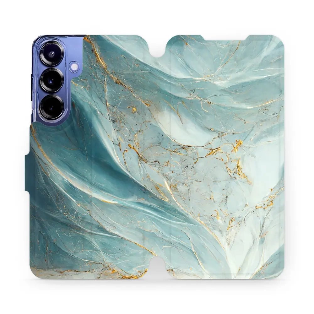 Flipové pouzdro Mobiwear - Samsung Galaxy S25 Plus - VP34S Zelenkavý a zlatavý mramor