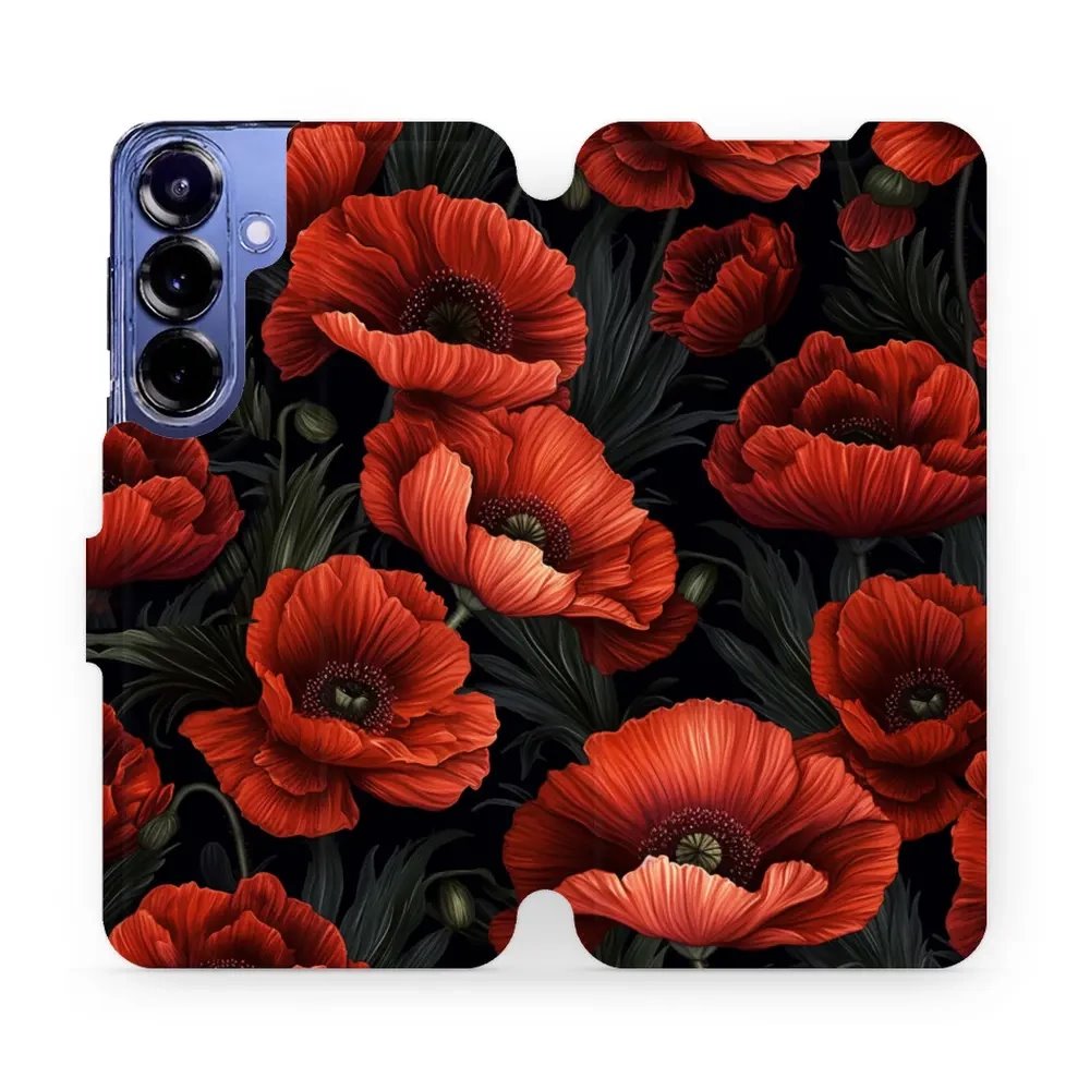 Flipové pouzdro Mobiwear - Samsung Galaxy S25 Plus - VP45S Temné červené květy