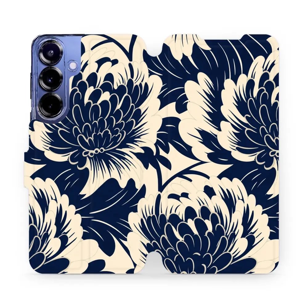 Flipové pouzdro Mobiwear - Samsung Galaxy S25 Plus - VA40S Modré a béžové květy
