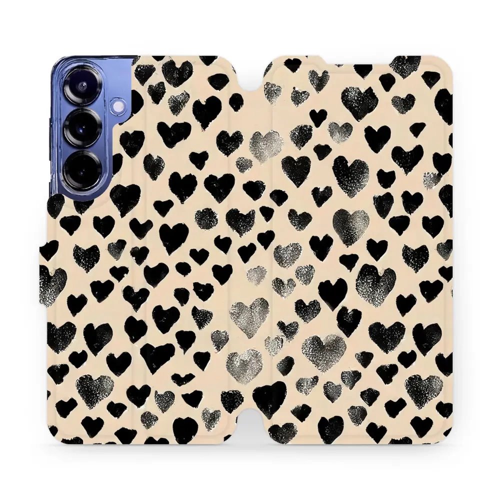 Flipové pouzdro Mobiwear - Samsung Galaxy S25 Plus - VA51S Černá srdíčka