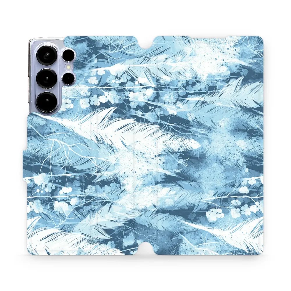 Flipové pouzdro Mobiwear - Samsung Galaxy S25 Ultra - M058S Světle modrá horizontální pírka