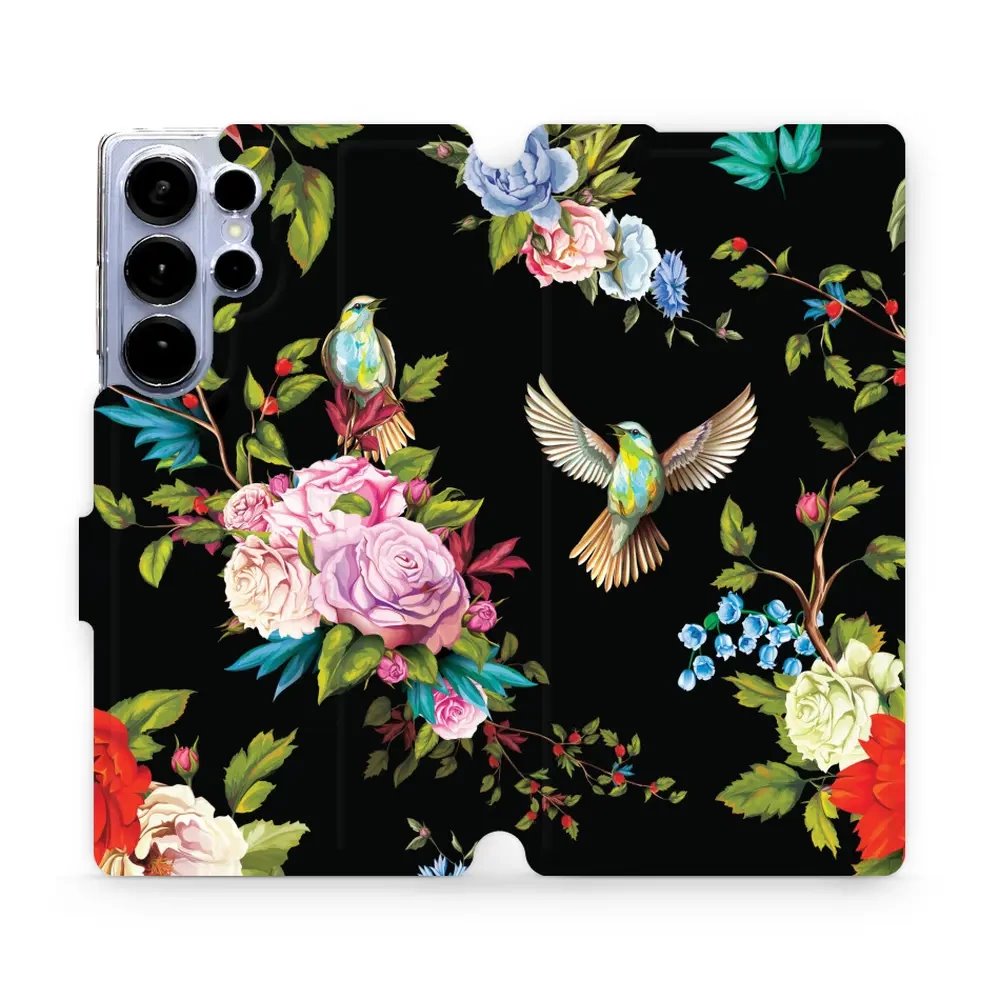 Flipové pouzdro Mobiwear - Samsung Galaxy S25 Ultra - VD09S Ptáčci a květy - VÝPRODEJ