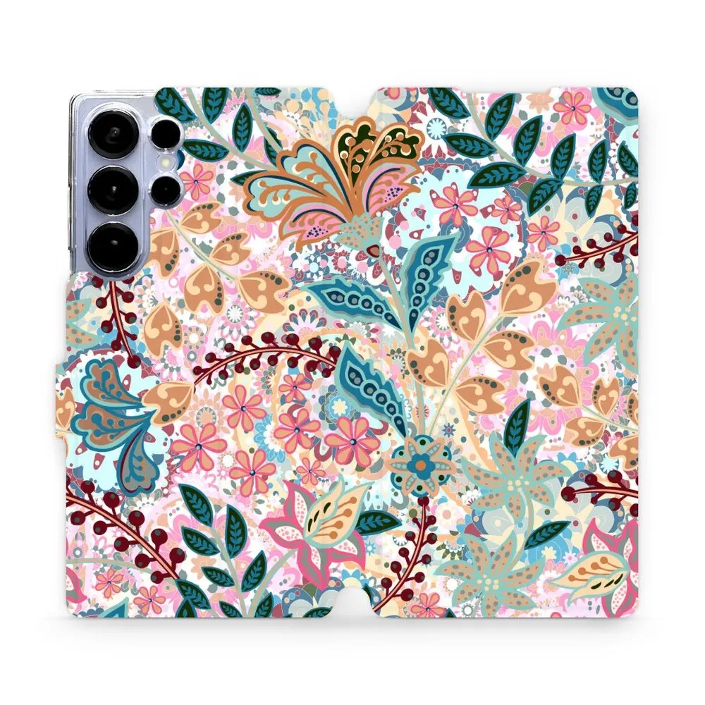 Flipové pouzdro Mobiwear - Samsung Galaxy S25 Ultra - MX04S Spletité kvítky a listy