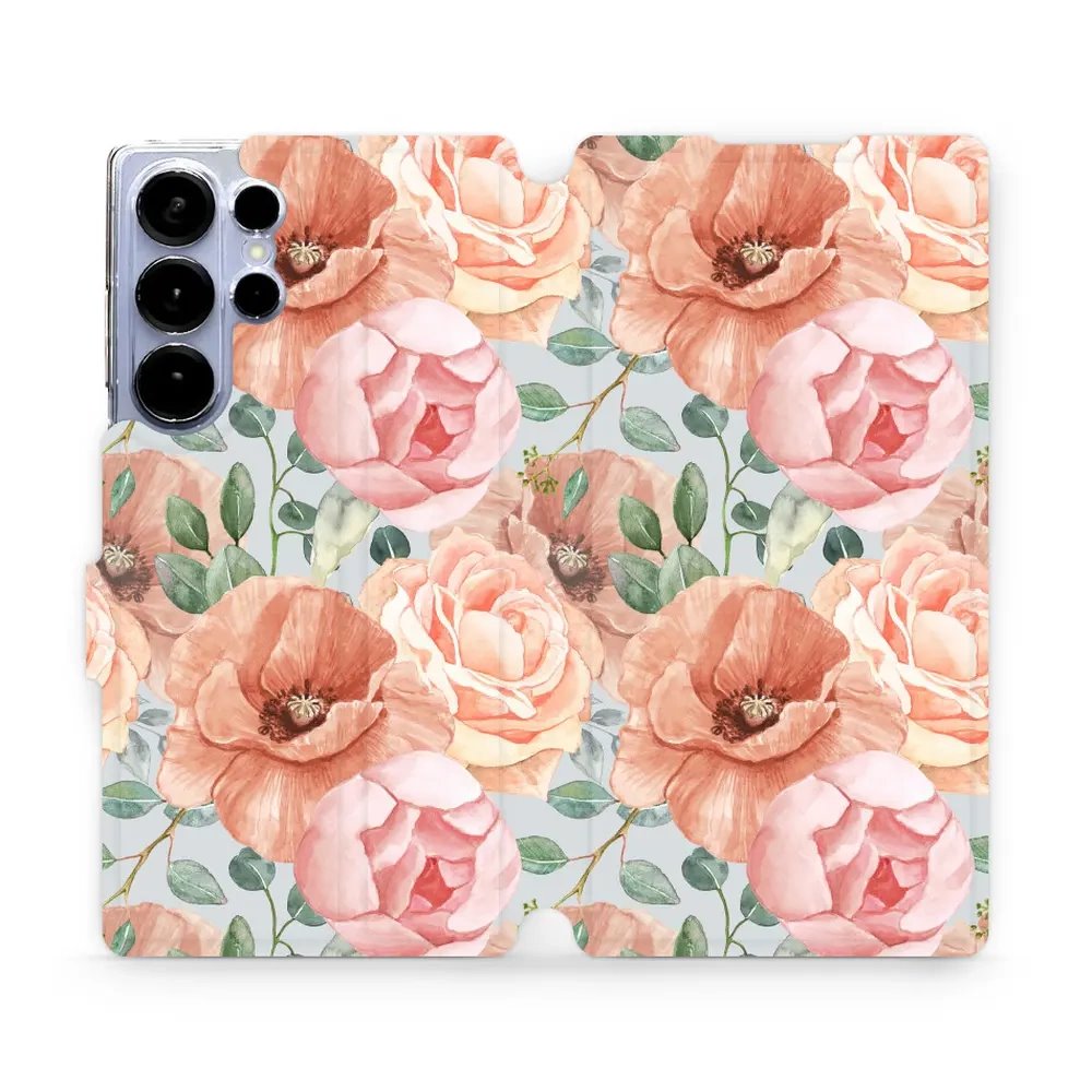 Flipové pouzdro Mobiwear - Samsung Galaxy S25 Ultra - MP02S Pastelové květy