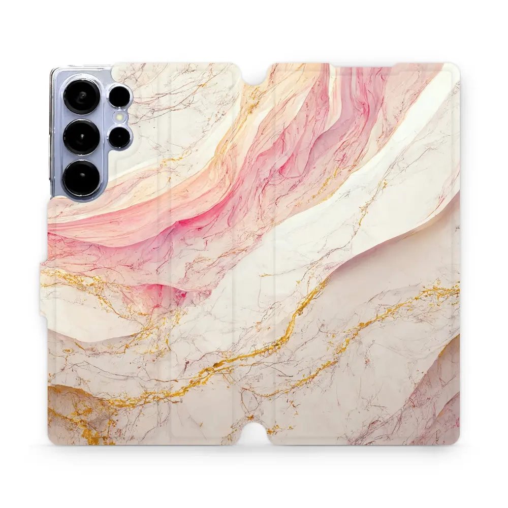 Flipové pouzdro Mobiwear - Samsung Galaxy S25 Ultra - VP32S Růžový a zlatavý mramor