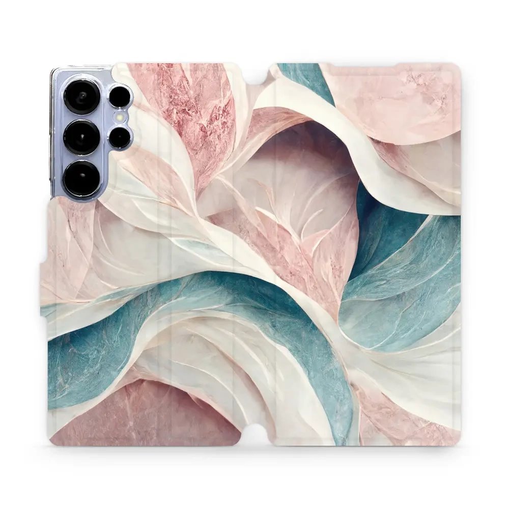 Flipové pouzdro Mobiwear - Samsung Galaxy S25 Ultra - VP33S Růžový a zelenkavý mramor