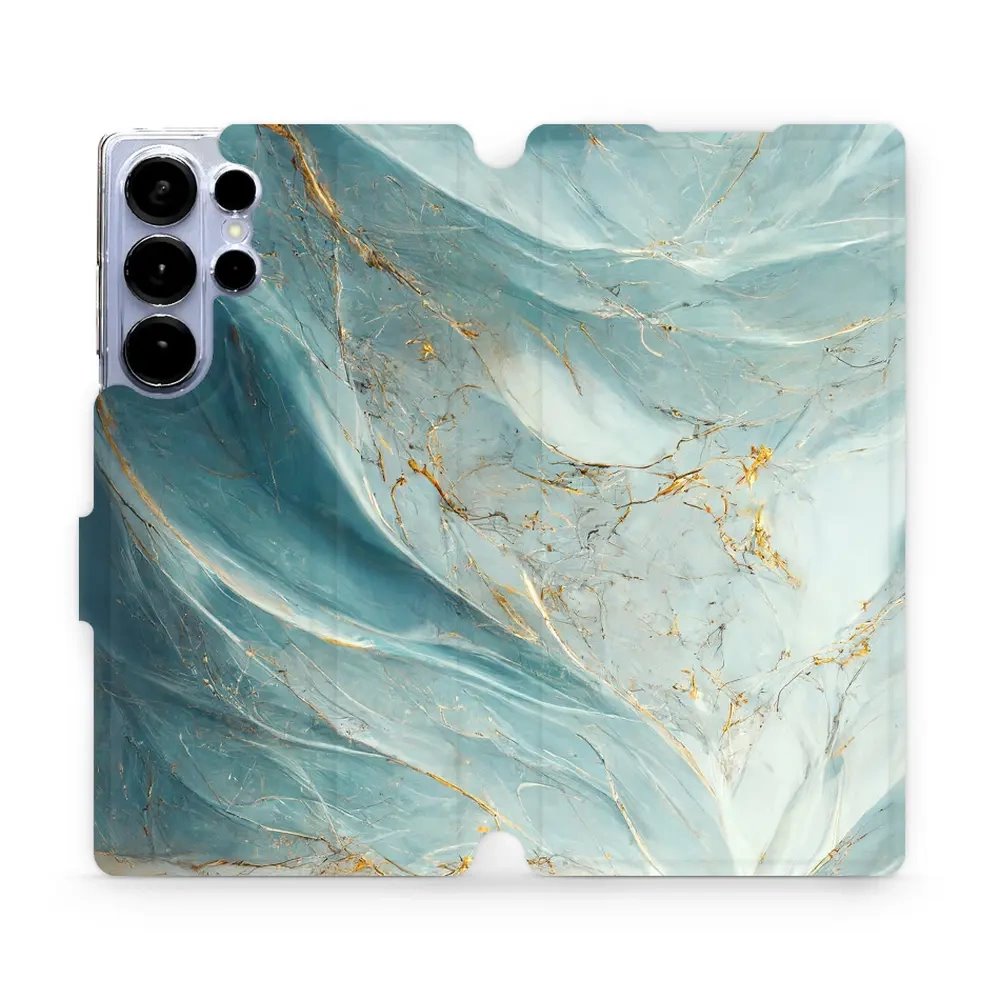 Flipové pouzdro Mobiwear - Samsung Galaxy S25 Ultra - VP34S Zelenkavý a zlatavý mramor