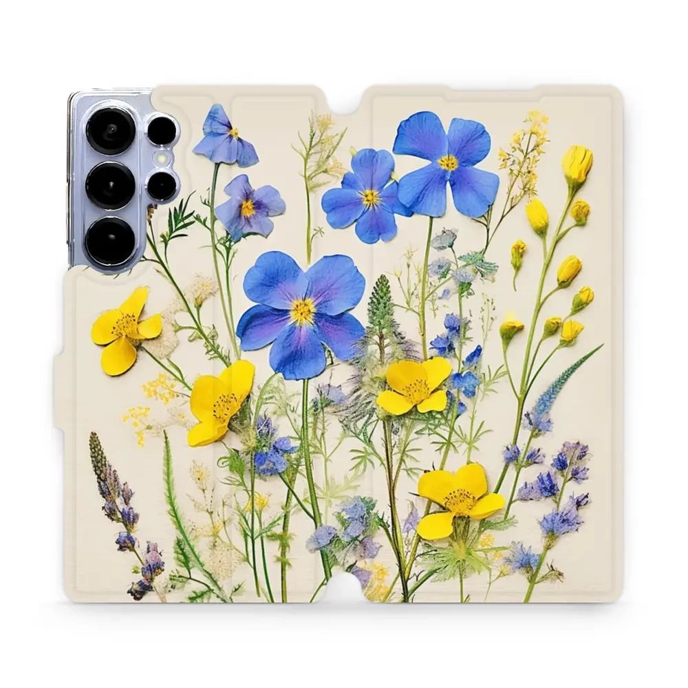 Flipové pouzdro Mobiwear - Samsung Galaxy S25 Ultra - VP41S Modré a žluté kvítky