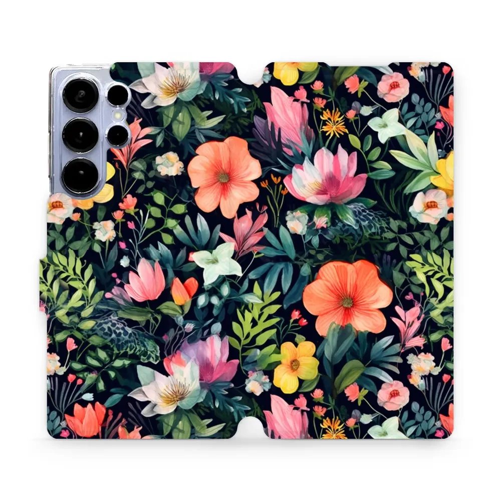 Flipové pouzdro Mobiwear - Samsung Galaxy S25 Ultra - VP48S Pestré kvítky