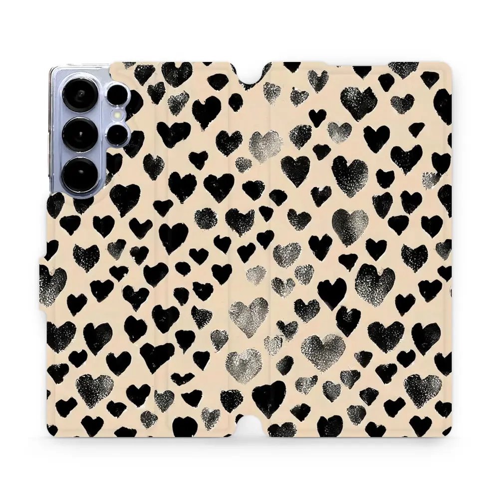 Flipové pouzdro Mobiwear - Samsung Galaxy S25 Ultra - VA51S Černá srdíčka