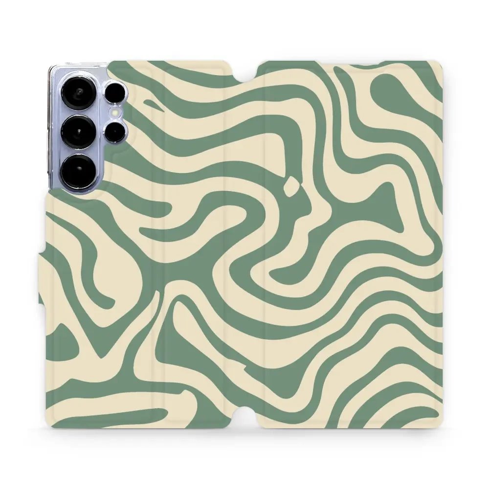 Flipové pouzdro Mobiwear - Samsung Galaxy S25 Ultra - VA57S Zelené a béžové zkrouceniny