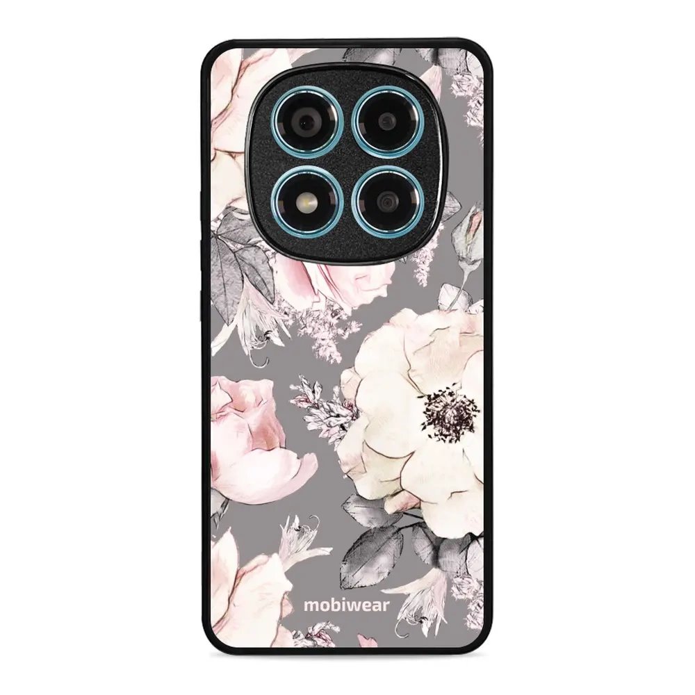 Lesklý kryt Mobiwear Glossy - Xiaomi Redmi Note 14 Pro 4G - G034G - Květy na šedém pozadí