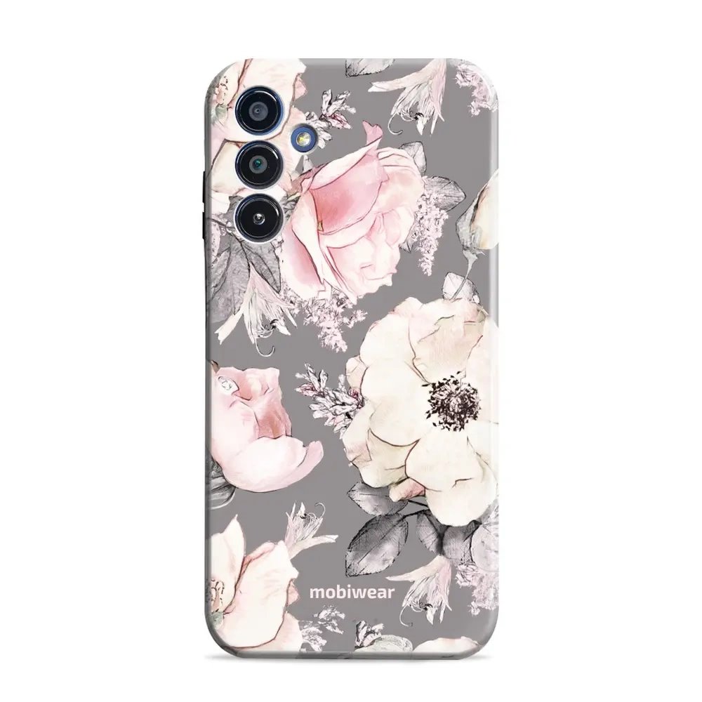 Odolný obal Mobiwear Elite Pro - Samsung Galaxy S25 Plus - EX06E Květy na šedém pozadí