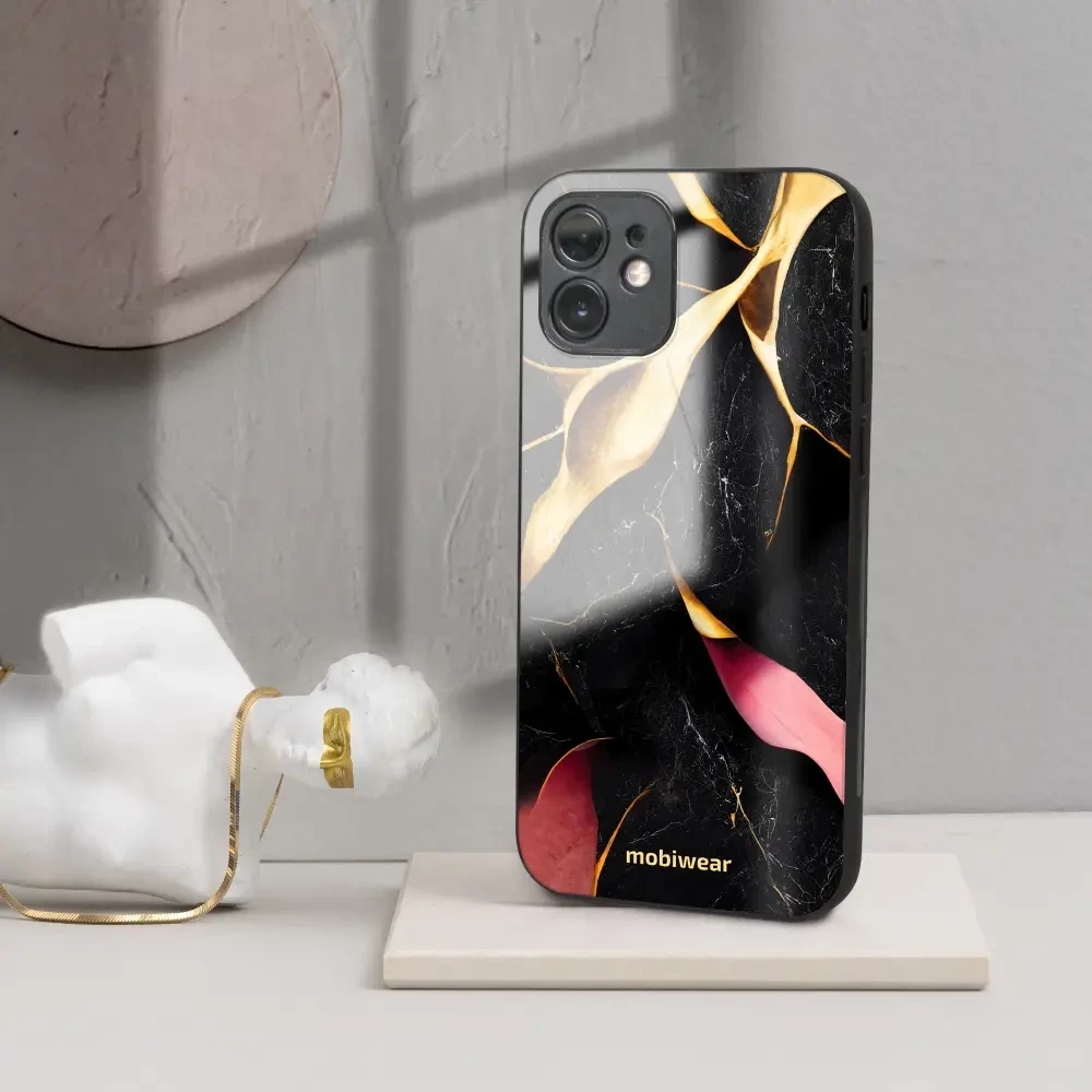 Lesklý kryt Mobiwear Glossy - Samsung Galaxy A22 5G - G021G Černý a zlatavý mramor