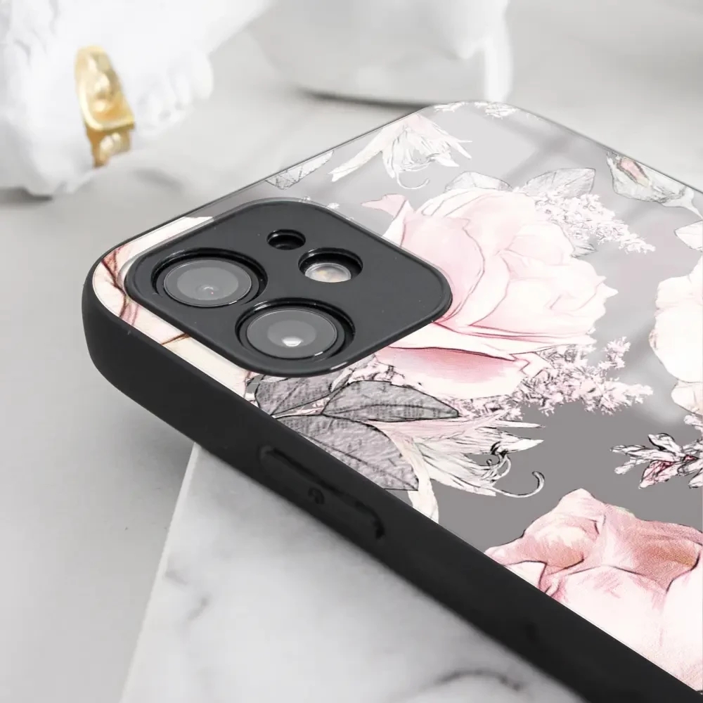 Lesklý kryt Mobiwear Glossy - Apple iPhone XR - G034G - Květy na šedém pozadí