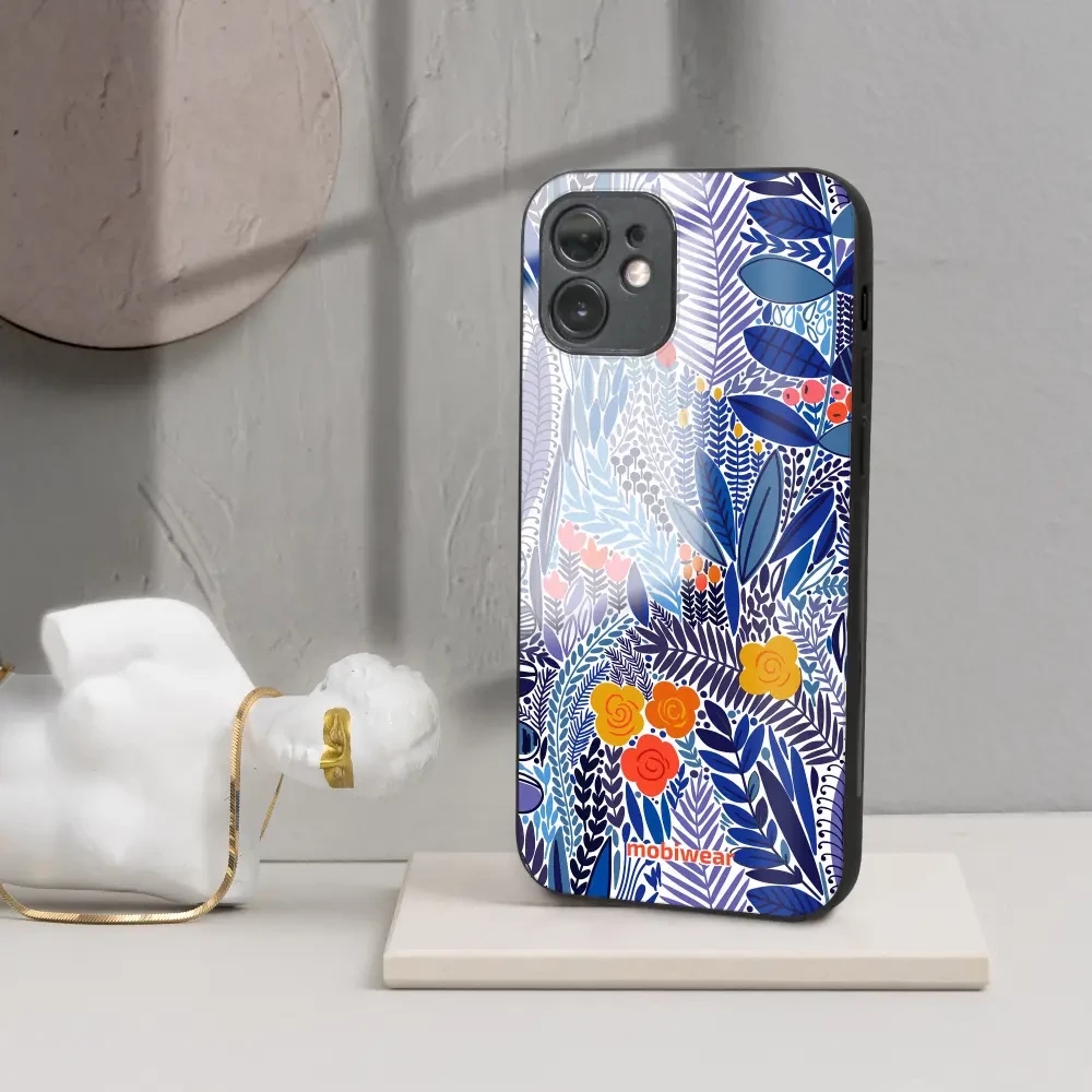 Lesklý kryt Mobiwear Glossy - Apple iPhone 7 - G037G - Modrá květena
