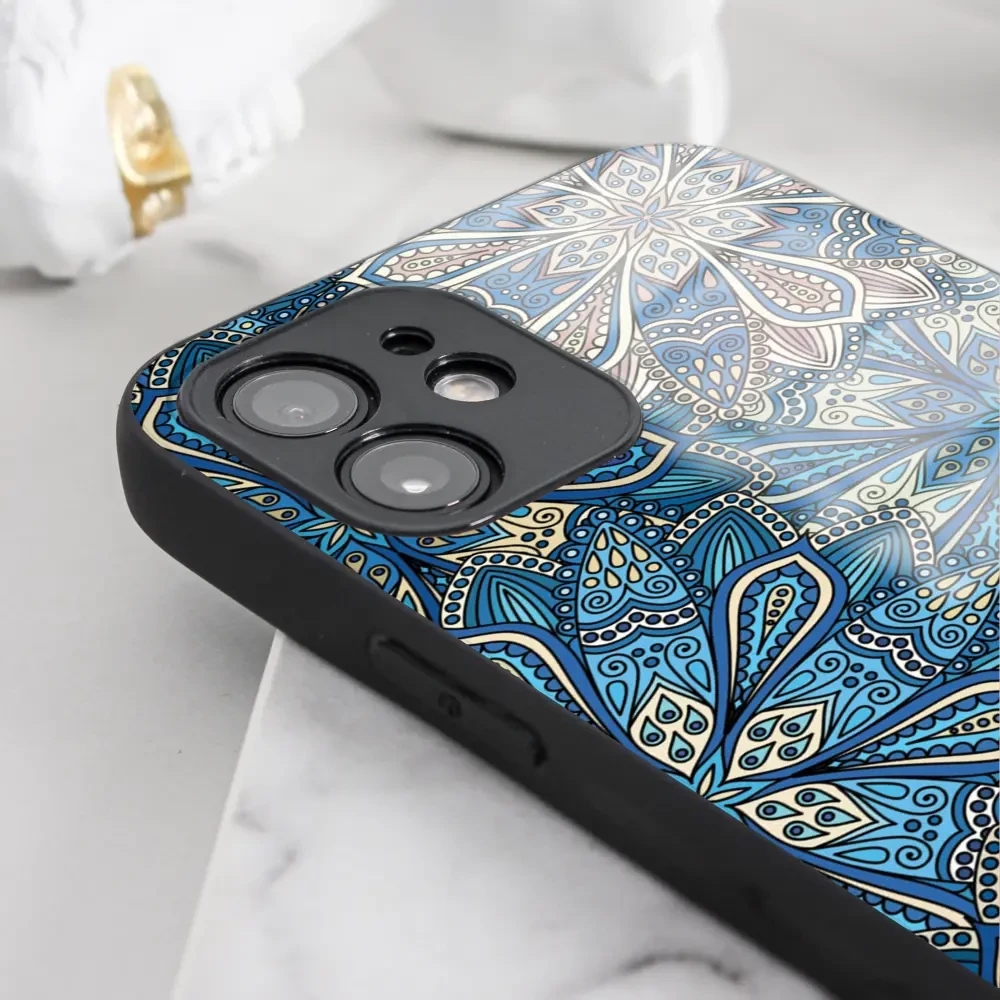 Lesklý kryt Mobiwear Glossy - Samsung Galaxy A20e - G038G - Modré mandala květy