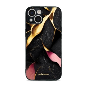 Lesklý kryt Mobiwear Glossy - Apple iPhone 13 - G021G Černý a zlatavý mramor