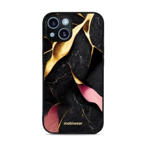 Lesklý kryt Mobiwear Glossy - Apple iPhone 14 - G021G Černý a zlatavý mramor
