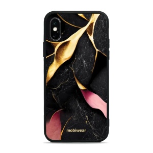 Lesklý kryt Mobiwear Glossy - Apple iPhone XS - G021G Černý a zlatavý mramor