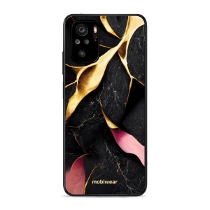 Lesklý kryt Mobiwear Glossy - Xiaomi Redmi Note 10s - G021G Černý a zlatavý mramor