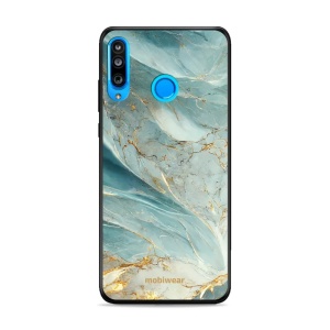 Lesklý kryt Mobiwear Glossy - Huawei P30 Lite - G022G Zelenkavý a zlatavý mramor