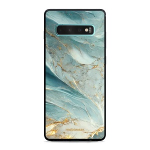 Lesklý kryt Mobiwear Glossy - Samsung Galaxy S10 Plus - G022G Zelenkavý a zlatavý mramor