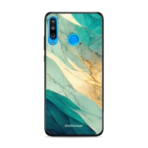 Lesklý kryt Mobiwear Glossy - Huawei P30 Lite - G024G - Zlatavý a zelenkavý mramor