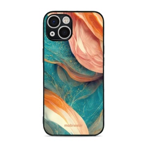 Lesklý kryt Mobiwear Glossy - Apple iPhone 13 - G025G - Azurový a oranžový mramor