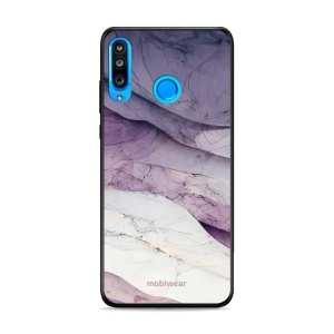 Lesklý kryt Mobiwear Glossy - Huawei P30 Lite - G028G - Bílý a fialový mramor