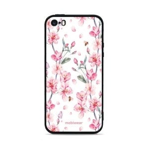 Lesklý kryt Mobiwear Glossy - Apple iPhone SE - G033G - Růžové květy