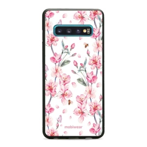 Lesklý kryt Mobiwear Glossy - Samsung Galaxy S10 - G033G - Růžové květy