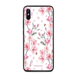 Lesklý kryt Mobiwear Glossy - Xiaomi Redmi 9A - G033G - Růžové květy - VÝPRODEJ