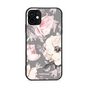 Lesklý kryt Mobiwear Glossy - Apple iPhone 11 - G034G - Květy na šedém pozadí