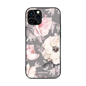 Lesklý kryt Mobiwear Glossy - Apple iPhone 11 Pro - G034G - Květy na šedém pozadí