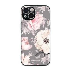 Lesklý kryt Mobiwear Glossy - Apple iPhone 13 - G034G - Květy na šedém pozadí