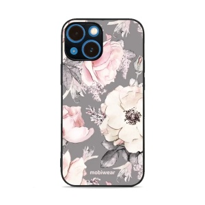 Lesklý kryt Mobiwear Glossy - Apple iPhone 13 mini - G034G - Květy na šedém pozadí
