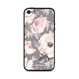 Lesklý kryt Mobiwear Glossy - Apple iPhone 5s - G034G - Květy na šedém pozadí