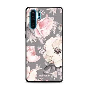 Lesklý kryt Mobiwear Glossy - Huawei P30 Pro - G034G - Květy na šedém pozadí