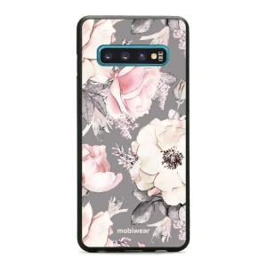 Lesklý kryt Mobiwear Glossy - Samsung Galaxy S10 - G034G - Květy na šedém pozadí