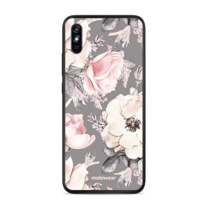Lesklý kryt Mobiwear Glossy - Xiaomi Redmi 9A - G034G - Květy na šedém pozadí