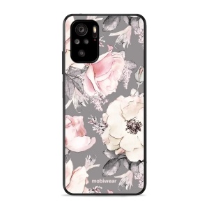Lesklý kryt Mobiwear Glossy - Xiaomi Redmi Note 10s - G034G - Květy na šedém pozadí